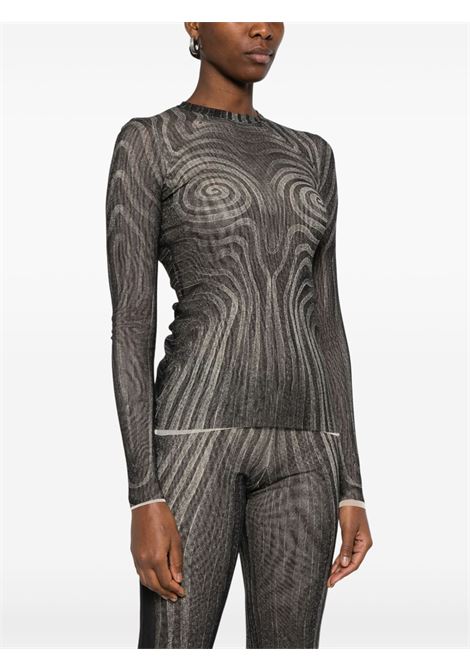 top l/s printed spiral donna nero JEAN PAUL GAULTIER | 25/34-F-TO270-T587000203